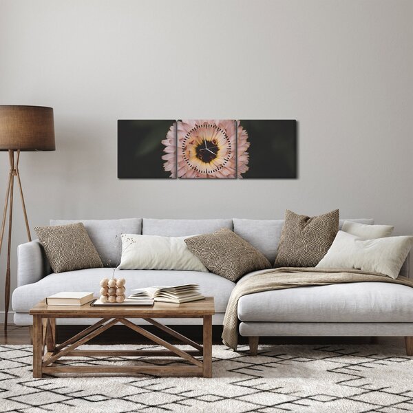 Slika narančastog cvijeta (sa satom) (90x30 cm)