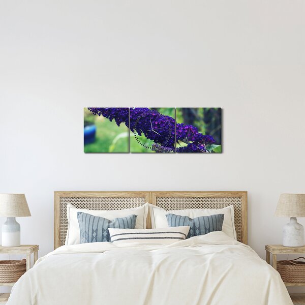 Slika plavog cvijeta (sa satom) (90x30 cm)