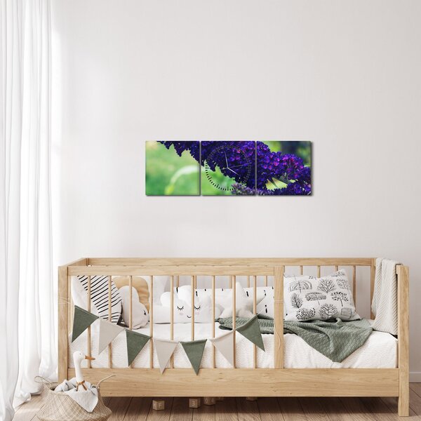 Slika plavog cvijeta (sa satom) (90x30 cm)