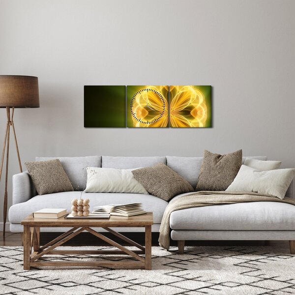 Slika žutog cvijeta (sa satom) (90x30 cm)