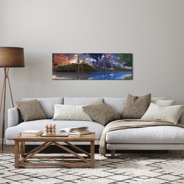 Slika jezera i planina (sa satom) (90x30 cm)