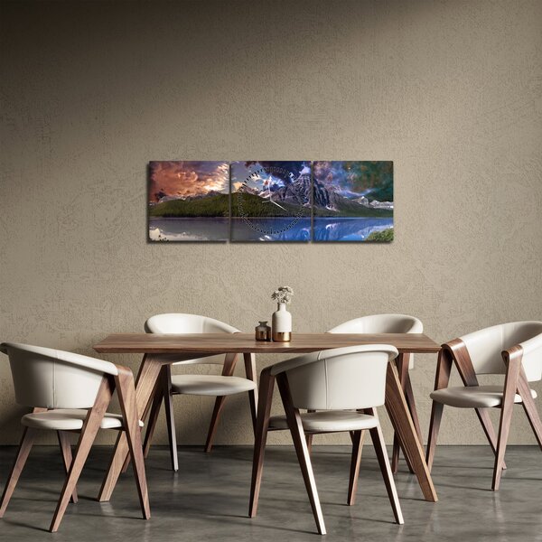 Slika jezera i planina (sa satom) (90x30 cm)