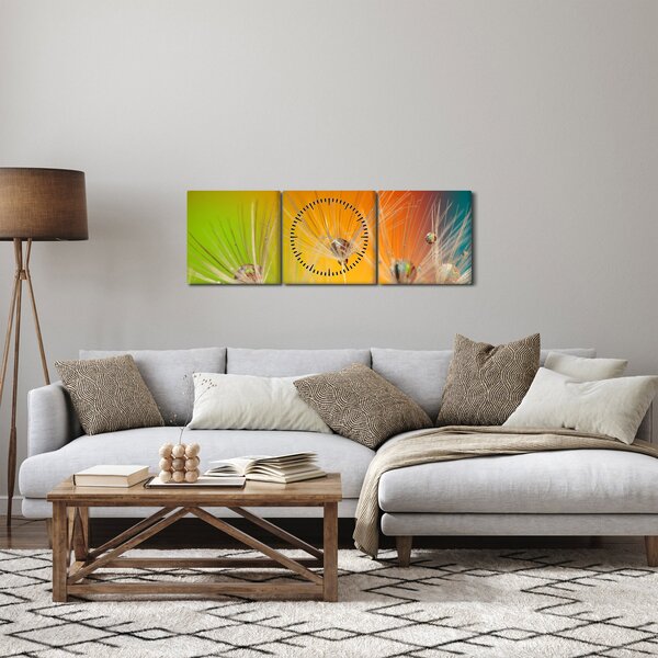 Slika kapljica na biljci (sa satom) (90x30 cm)
