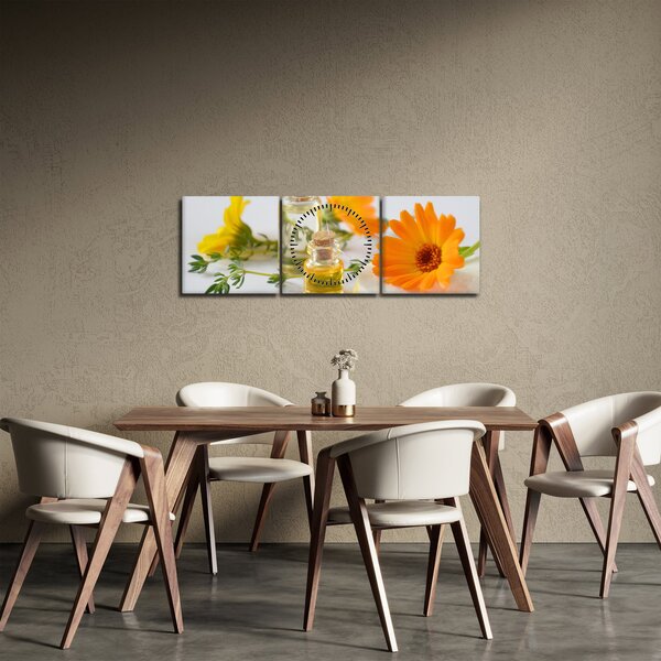 Slika narančastih cvjetova (sa satom) (90x30 cm)