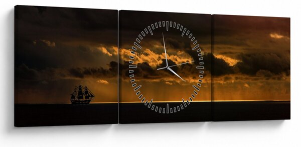 Slika jedrilice pri zalasku sunca (sa satom) (90x30 cm)