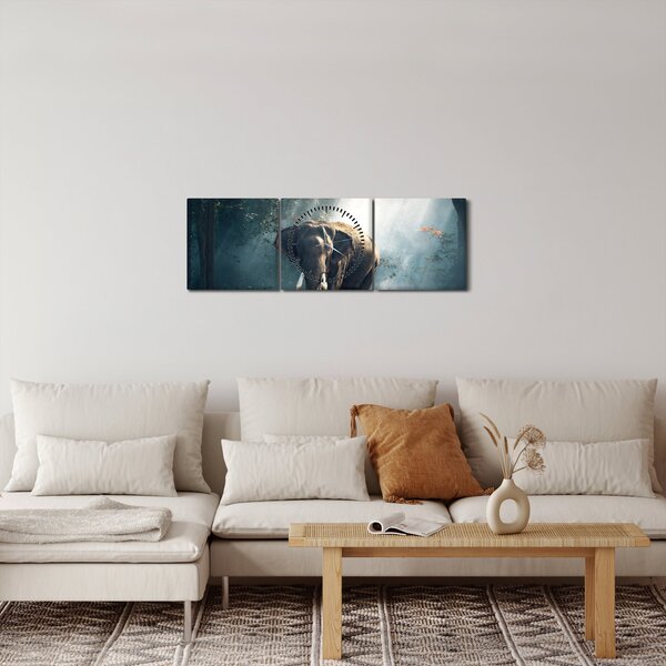 Slika slona u džungli (sa satom) (90x30 cm)