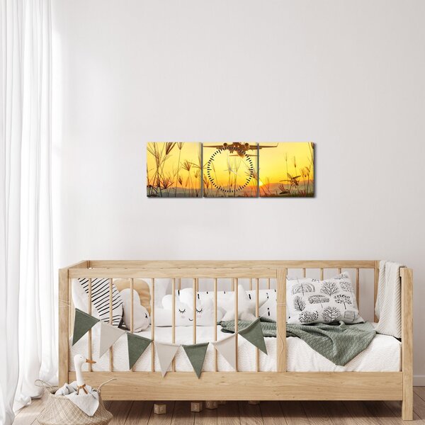 Slika polijetanja aviona (sa satom) (90x30 cm)
