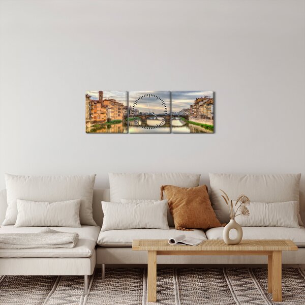 Slika grada s rijekom (sa satom) (90x30 cm)