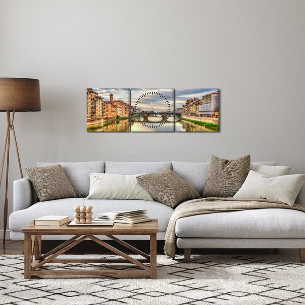 Slika grada s rijekom (sa satom) (90x30 cm)