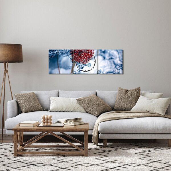 Slika - detalj maline u vodi (sa satom) (90x30 cm)