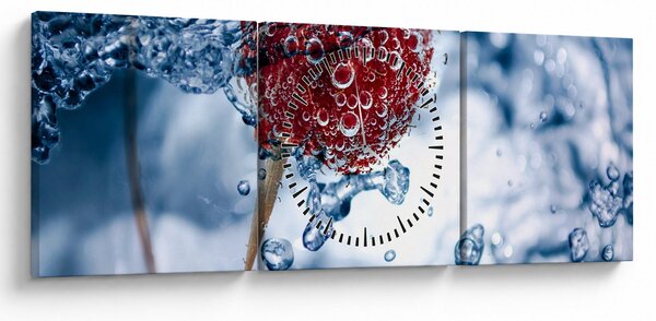 Slika - detalj maline u vodi (sa satom) (90x30 cm)