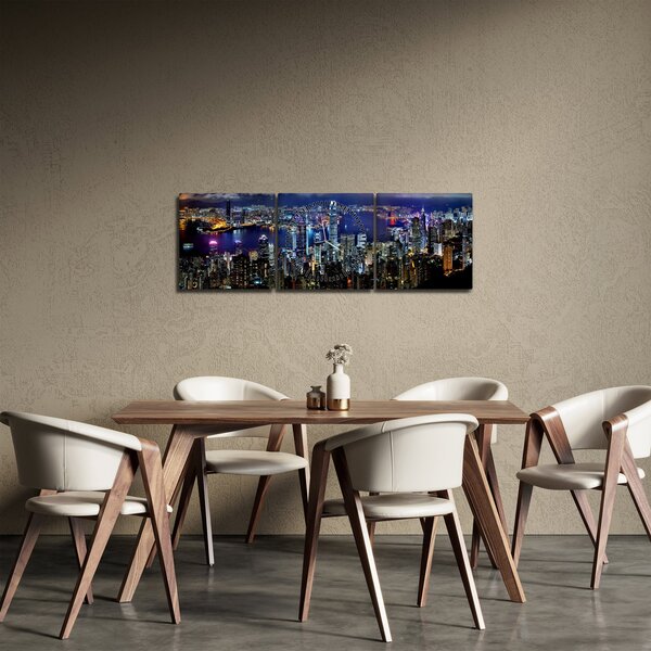 Slika noćnog grada (sa satom) (90x30 cm)