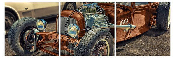 Slika smeđeg automobila (sa satom) (90x30 cm)