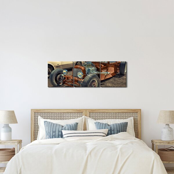 Slika smeđeg automobila (sa satom) (90x30 cm)