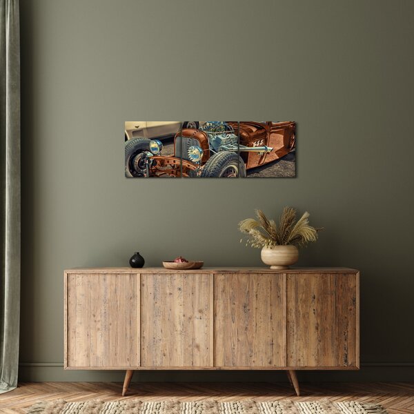 Slika smeđeg automobila (sa satom) (90x30 cm)