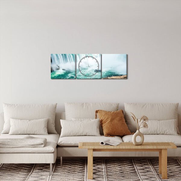 Slika slapova s ​​brodom (sa satom) (90x30 cm)