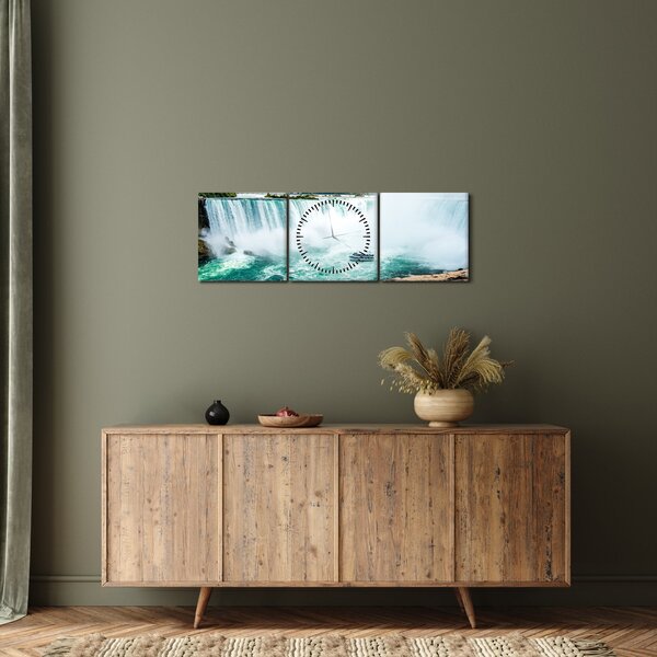 Slika slapova s ​​brodom (sa satom) (90x30 cm)