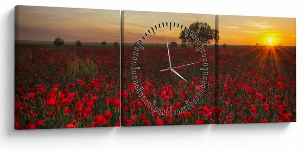 Slika livade s makovima (sa satom) (90x30 cm)