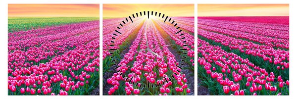 Slika polja tulipana sa suncem (sa satom) (90x30 cm)