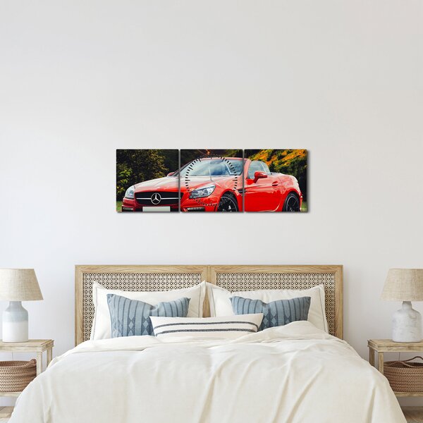 Slika - crveni Mercedes (sa satom) (90x30 cm)