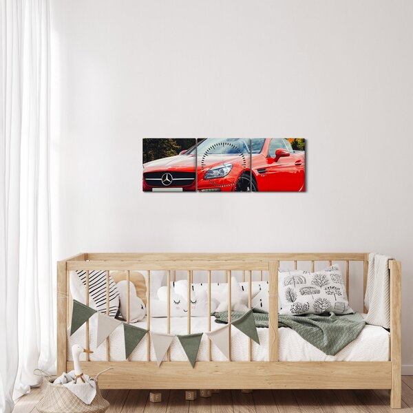 Slika - crveni Mercedes (sa satom) (90x30 cm)
