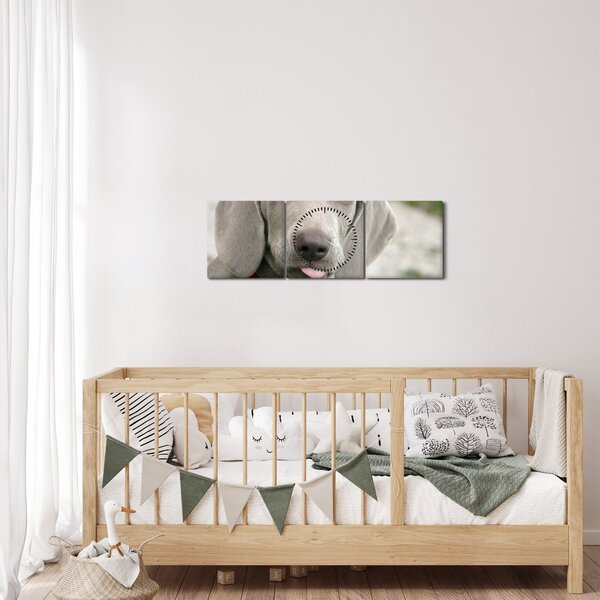 Slika - štene Weimaranera (sa satom) (90x30 cm)