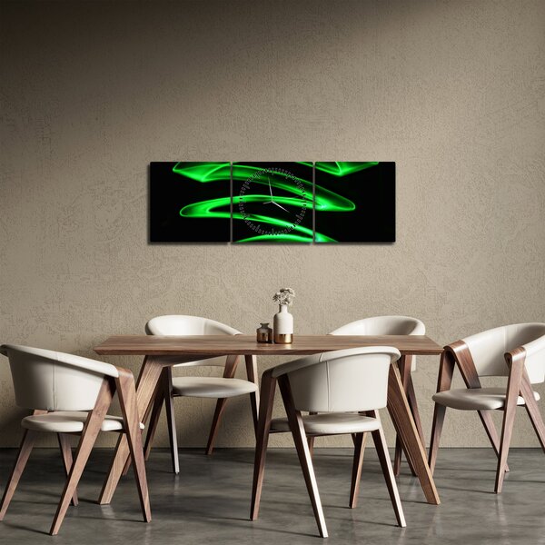 Slika - neonski valovi (sa satom) (90x30 cm)