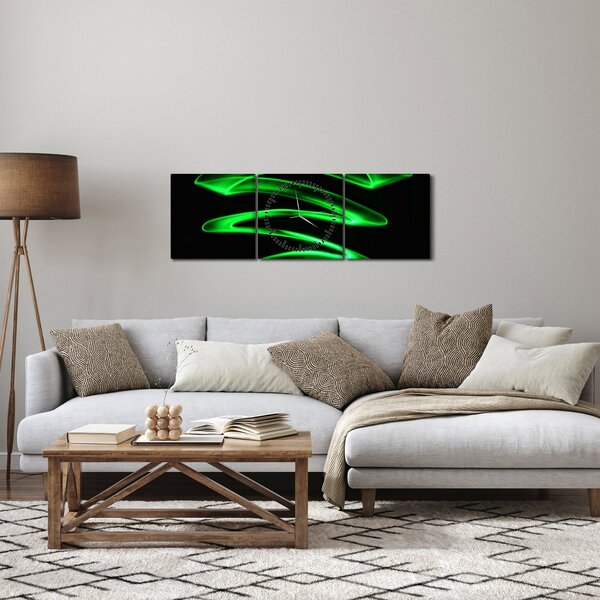 Slika - neonski valovi (sa satom) (90x30 cm)