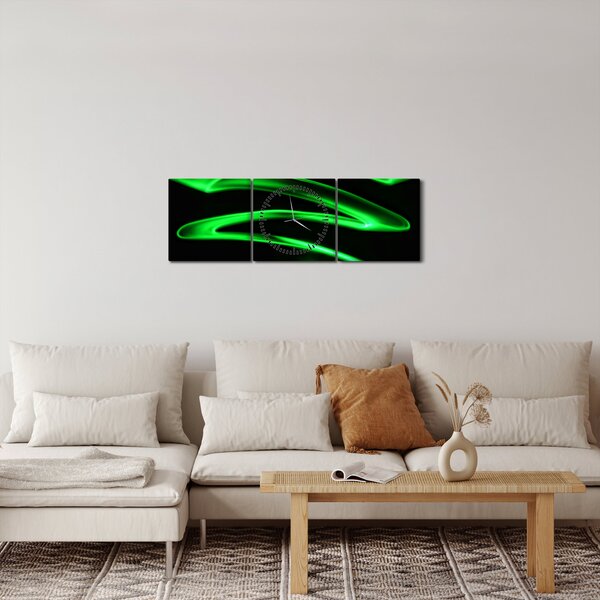Slika - neonski valovi (sa satom) (90x30 cm)