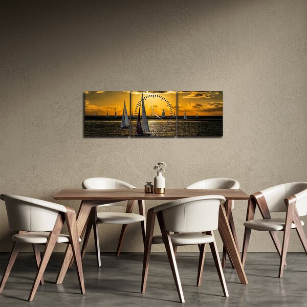 Slika jahte u zalasku sunca (sa satom) (90x30 cm)