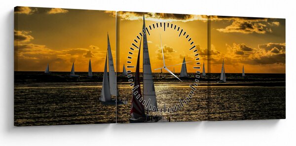 Slika jahte u zalasku sunca (sa satom) (90x30 cm)