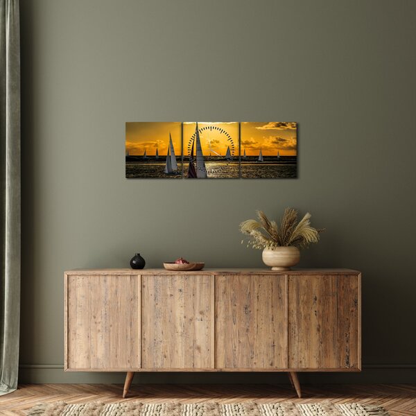 Slika jahte u zalasku sunca (sa satom) (90x30 cm)
