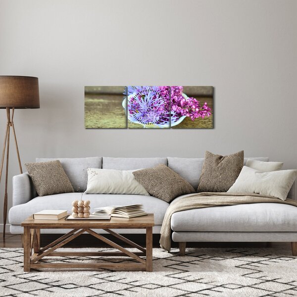 Slika - ljubičasta biljka (sa satom) (90x30 cm)