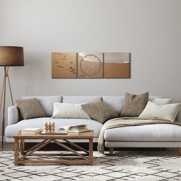 Slika - otisci stopala u pijesku i more (sa satom) (90x30 cm)