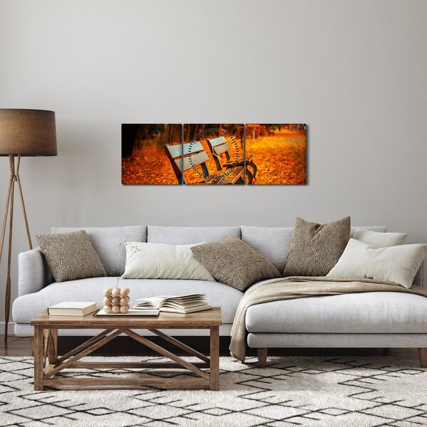 Slika klupe u jesen (sa satom) (90x30 cm)