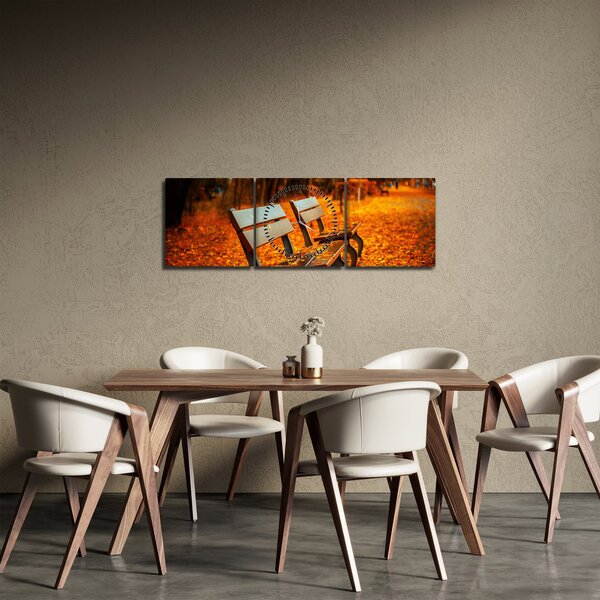Slika klupe u jesen (sa satom) (90x30 cm)