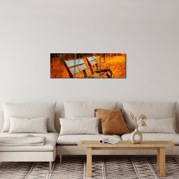 Slika klupe u jesen (sa satom) (90x30 cm)