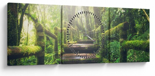Slika - drvene stepenice u šumi (sa satom) (90x30 cm)