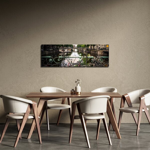 Slika bicikla u gradu (sa satom) (90x30 cm)
