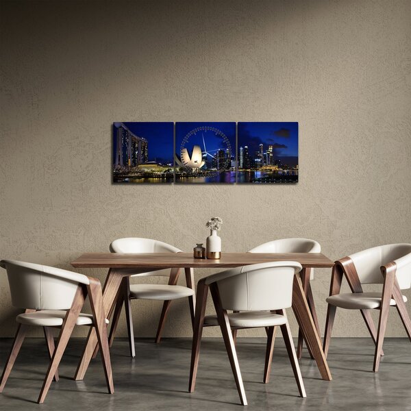 Slika Singapura noću (sa satom) (90x30 cm)