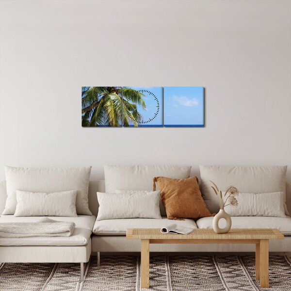 Slika palme na plaži (sa satom) (90x30 cm)