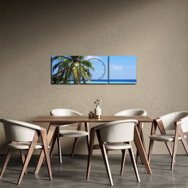 Slika palme na plaži (sa satom) (90x30 cm)