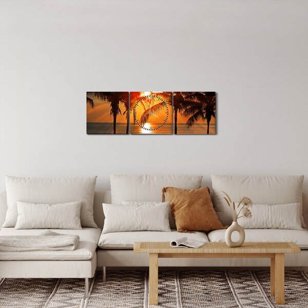 Slika palme pri zalasku sunca (sa satom) (90x30 cm)