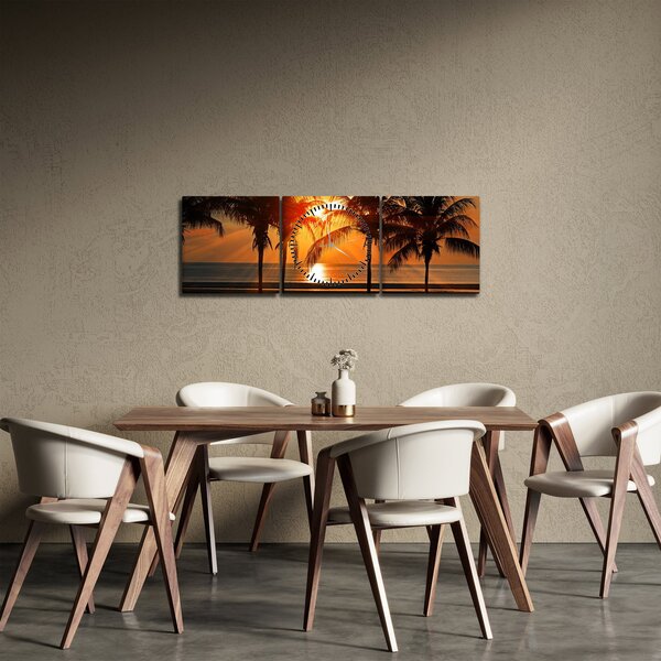 Slika palme pri zalasku sunca (sa satom) (90x30 cm)