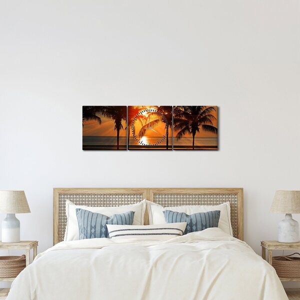 Slika palme pri zalasku sunca (sa satom) (90x30 cm)