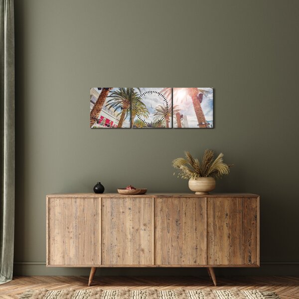 Slika - palme s bazenom (sa satom) (90x30 cm)