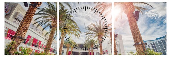 Slika - palme s bazenom (sa satom) (90x30 cm)