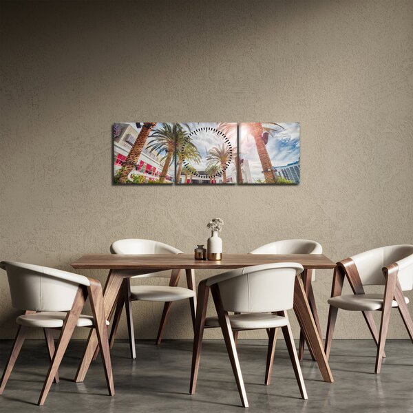 Slika - palme s bazenom (sa satom) (90x30 cm)