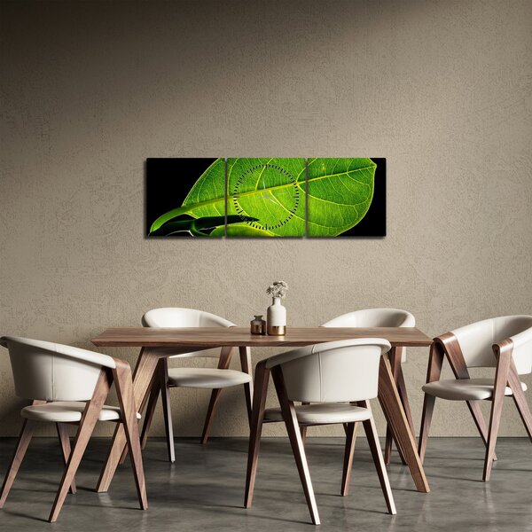 Slika - zeleni list (sa satom) (90x30 cm)