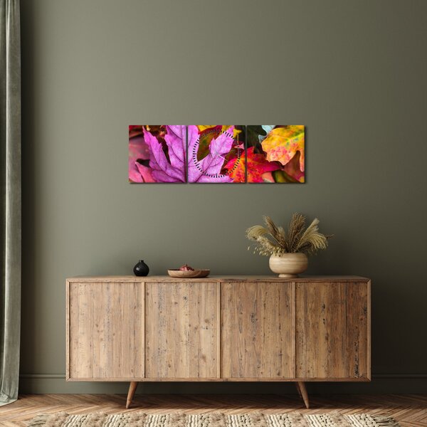 Slika - jesensko lišće (sa satom) (90x30 cm)
